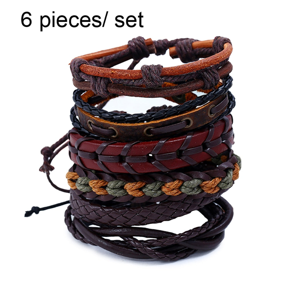 Pack of 4 Bracelets Leather Braided Bangle Hand Jewelry Party Fashion Stylish Casual Portable Personalized Gift Wristband