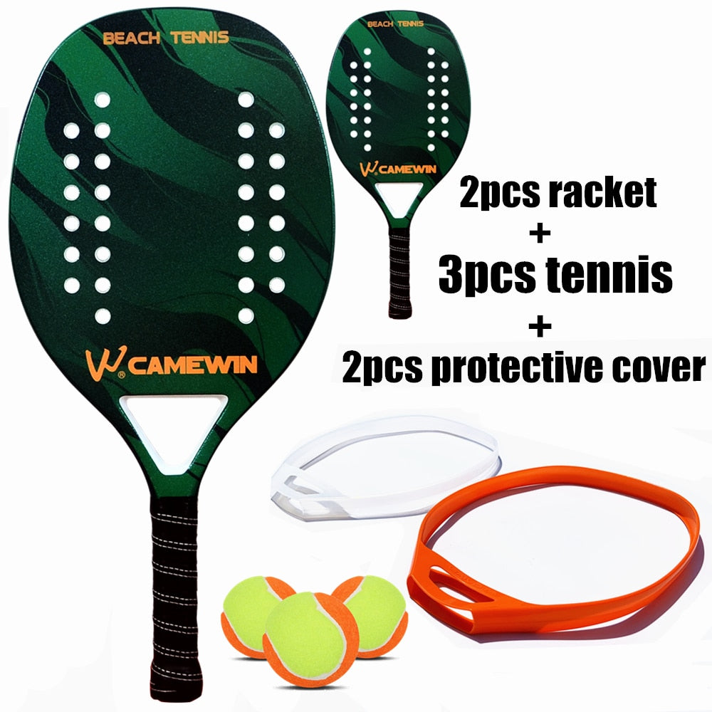 CAMEWIN Professional Beach Tennis Racket Carbon Fiber Beach Racket Protector Can Be Matched With