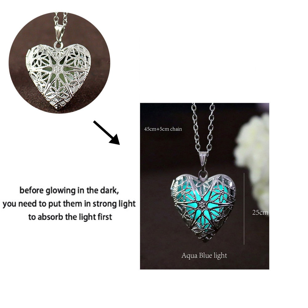 Glow-in-the-Dark Necklace for Men or Women with Luminous Dragon Necklace Glowing Night Fluorescence Antique Silver-Plated Halloween.