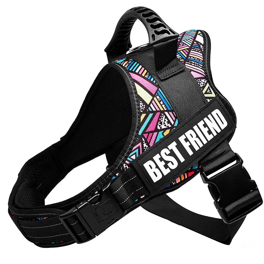 Reflective Adjustable Dog Nylon Harnesses with Customizable Name Labels Dog Vest Strap for Large Medium Small Dogs Drop-Shipping