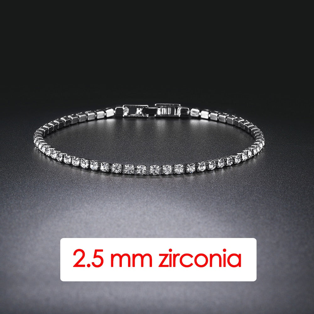 Women&#39;s Tennis Bracelet Hip Hop Trendy AAA+ Cubic Zirconia Silver Color Teen Girl Crystal Chain on The Hand Wedding Jewelry H086