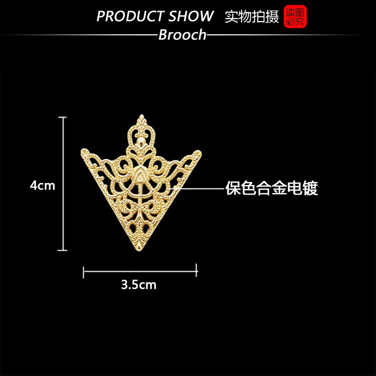 i-Remiel Vintage Fashion Triangle Shirt Collar Pin for Men and Women Hollowed Out Crown Brooch Corner Emblem Jewelry Accessories