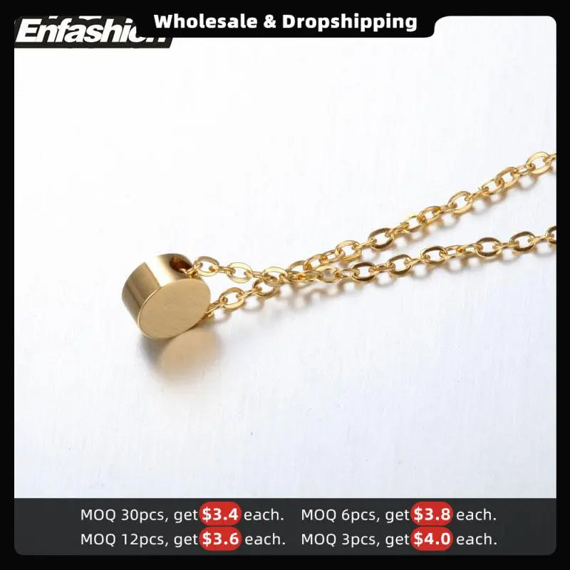 Enfashion Geometric Mini Circle Necklace Rose Gold Color Necklaces Pendants Stainless Steel Necklace Women chocker Jewelry