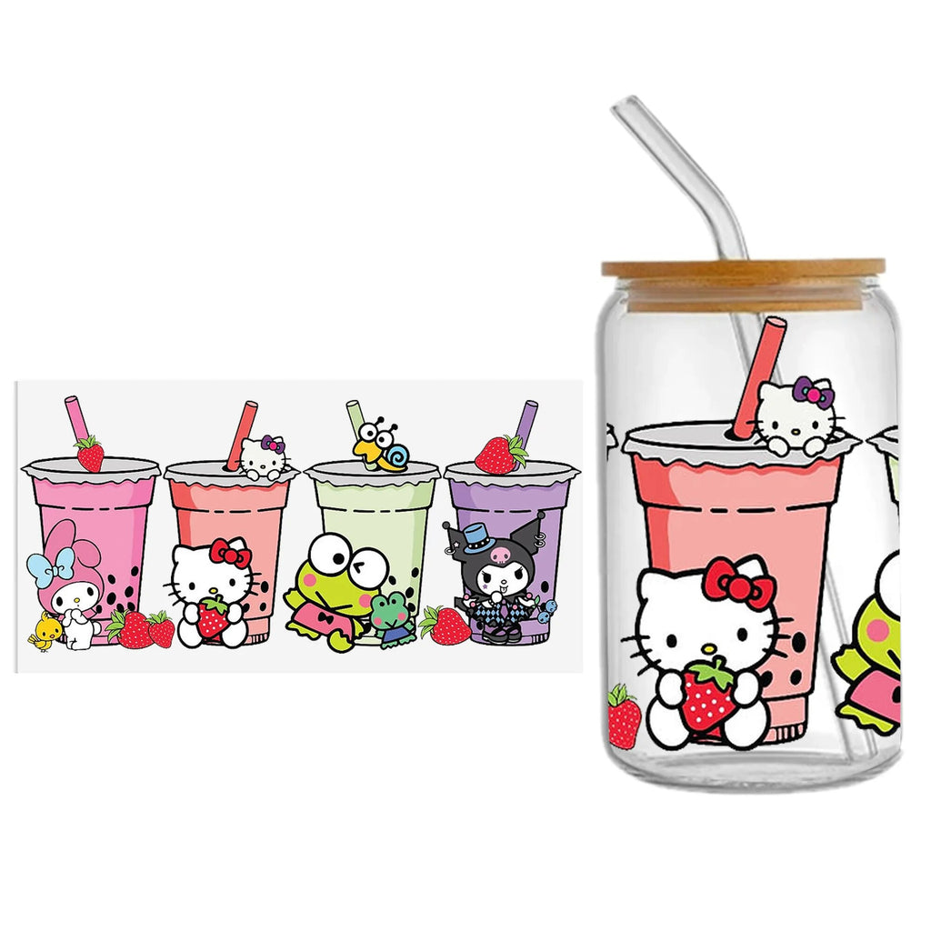 Sanrio Hello Kitty Kuromi My Melody Design UV DTF Sticker for 16ozCup Wrap Transfer Sticker Custom Label DIY Logo Self adhesive