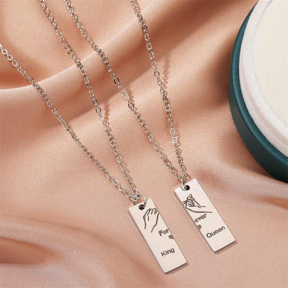 Magnetic Couple Stainless Steel Necklace Jigsaw Astronaut And Letter Pendant Necklace For Women Men Valentine&#39;s Day Jewelry Gift