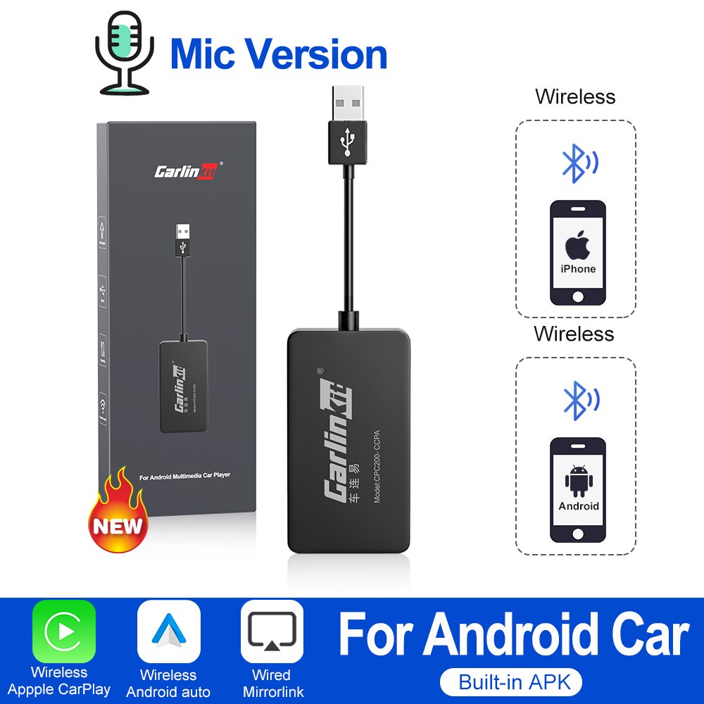 Carlinkit Wireless CarPlay Dongle for Android Car Wireless Android Auto Car Play Adapter Mirror Screen Spotify Waze Plug & Play