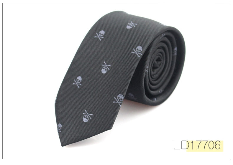 New Casual Slim Skull Ties For Men Classic Polyester Neckties Fashion Man Tie for Wedding Party Male tie Neckwear