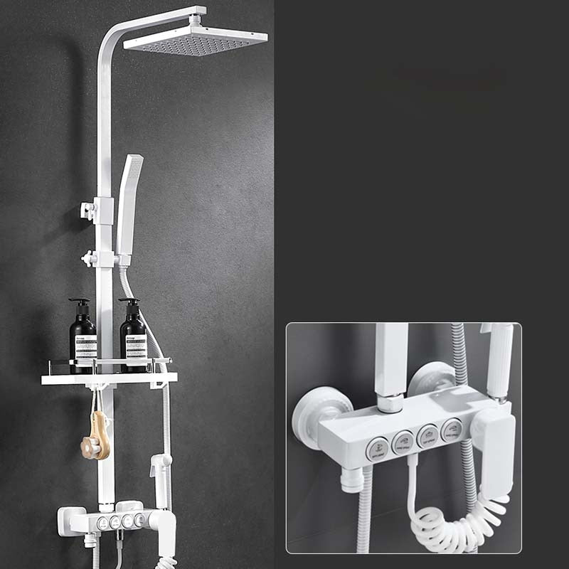 Hot and Cold Digital Shower Set Faucet Bathroom Shower System Black Gold Shower Faucet Square Shower Head  Bath Shower System