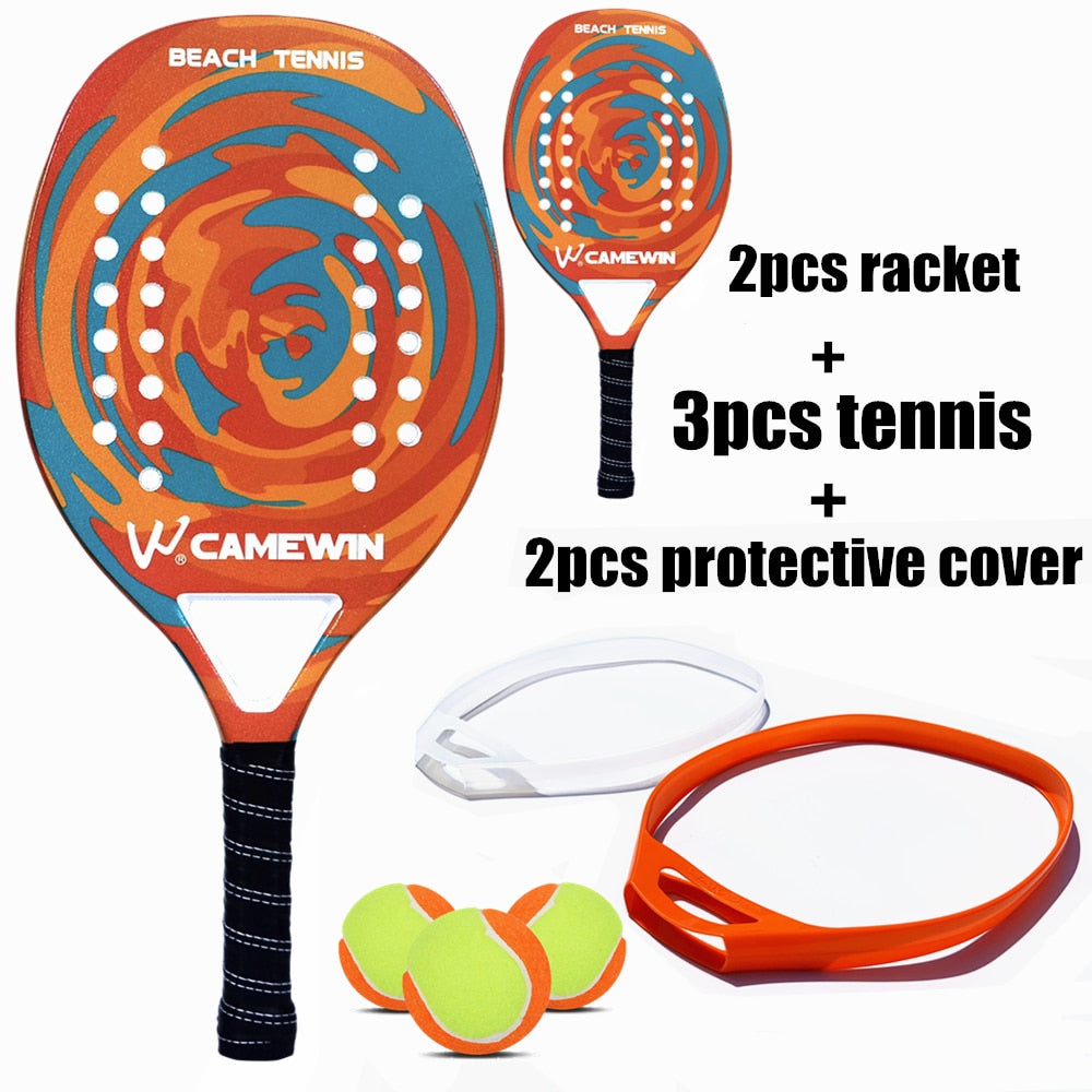 CAMEWIN Professional Beach Tennis Racket Carbon Fiber Beach Racket Protector Can Be Matched With