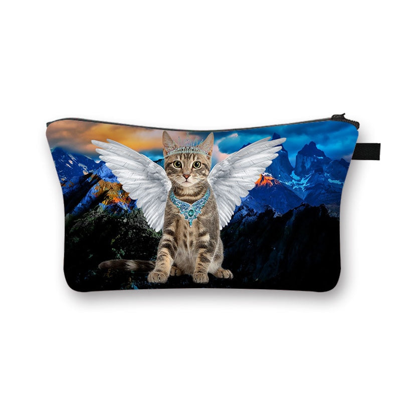 Cute Cat Print Cosmetic Case Women Makeup Bags Cartoon Kitten Cosmetic Bags Ladies Travel Storage Bag Girls Make Up Organizers