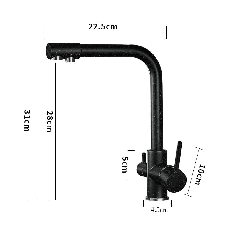 Kitchen Filtered Faucet Balck with Dot Brass Purifier Faucet Dual Sprayer Drinking Water Tap Vessel Sink Mixer Tap Torneira