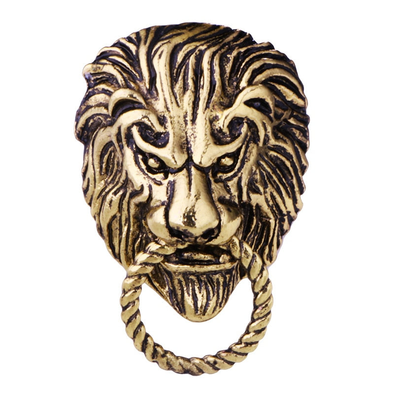 New Retro Animal Lion Head Brooch Fashion Men&#39;s Suit Shirt Collar Pin Needle Badge Lapel Pins and Brooches Jewelry Accessories