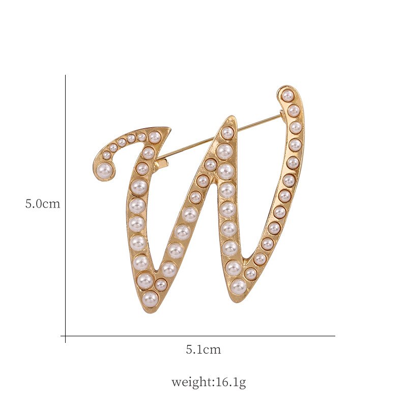 Fashion English Letters A K D Pearl Brooches  Lapel Pins Female Corsage Luxury Jewelry Gifts for Women Accessories