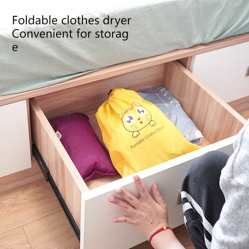 Portable Electric Clothes Dryer Travel Folding Warm Air Drying Clothing Machine Pendable Mini Baby Cloth Timeable Heater Hanger