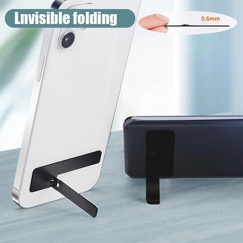 MOBILE Ultra-thin Mini Metal Folding Mobile Phone Holder Stand for IPhone Samsung Xiaomi Invisible Portable Phone Kickstand Bracket