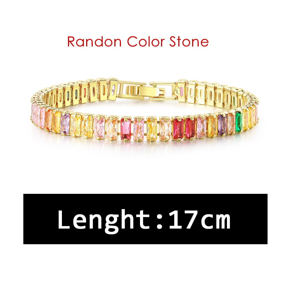 Luxury CZ Tennis Bracelet for Women Gold Color Bangle Korean Style Crystal Hand Chain Fashion Jewelry Zirconia Accessories H167