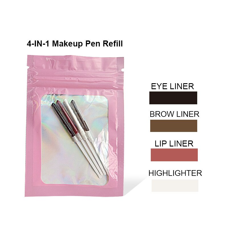 4 In1 Makeup Pen Eyebrow Pencil Drawing Eyeliner Highlighter Lip Liner Lip Gloss Fadeless Waterproof Cosmetic Tools Maquillaje