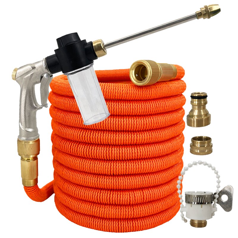 New Water Gun Garden Hose Retractable Magic Hose EU High Pressure Car Wash Hose With Metal Spray Gun Outdoor Garden Watering