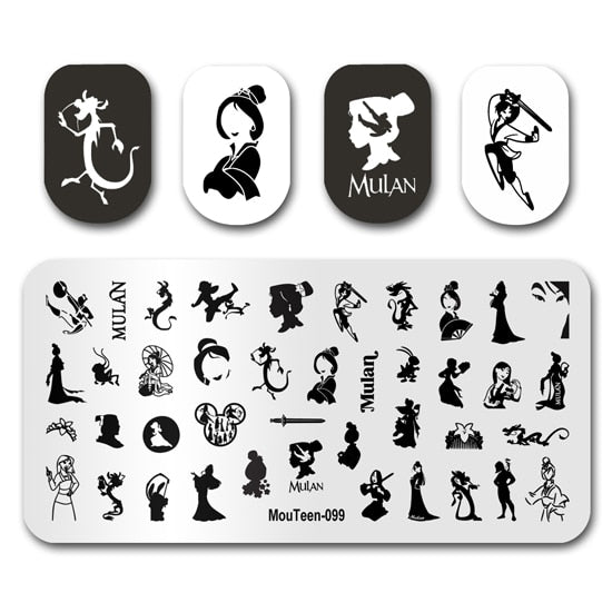 Nail Stamping MouTeen148 Cartoon Big Size Head Disney Nail Plates Stamp King Manicure Set For Nail Art Stamping