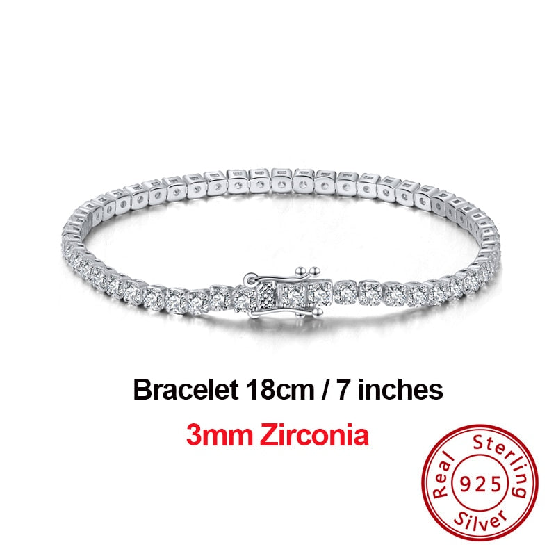 Rinntin SB94 Tennis Bracelet - 100% Real 925 Sterling Silver with AAAA Austrian Cubic Zirconia - Fine Jewelry for Women