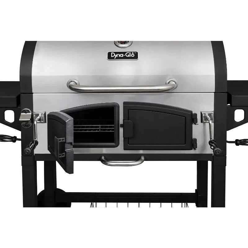 Dyna-Glo DGN576SNC-D Dual Chamber Stainless Steel Charcoal BBQ Grill Charcoal Grill