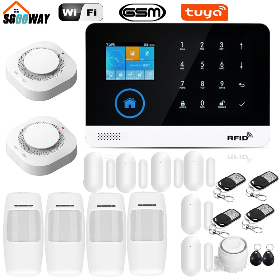 Tuya APP Wifi GSM GPRS Wireless Home Burglar Security Alarm System Integrated Via WIFI IP Camera With Flashing Siren