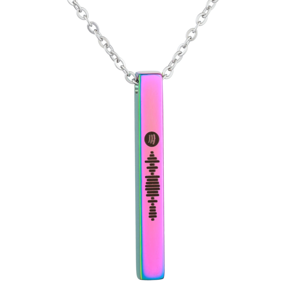 Personalized Music Spotify Code Necklace Men and Women Stainless Steel Laser Engraved Bar Necklace