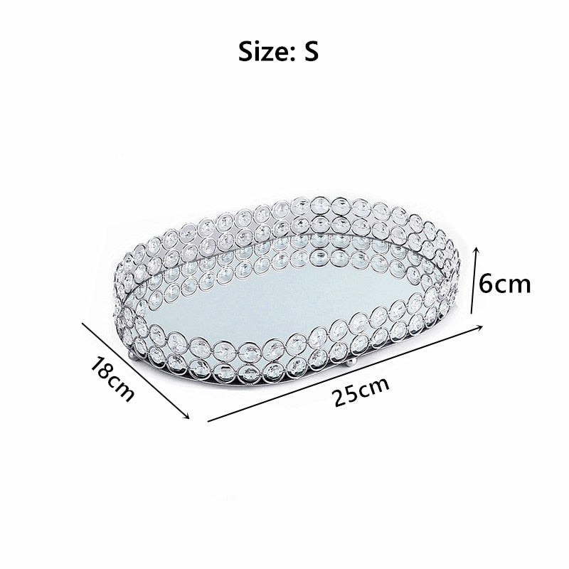 1pcs Wedding Dessert Crystal Tray Cosmetic Storage Snacks Plate Candy Holder Home Hotel Party Desktop Decoration