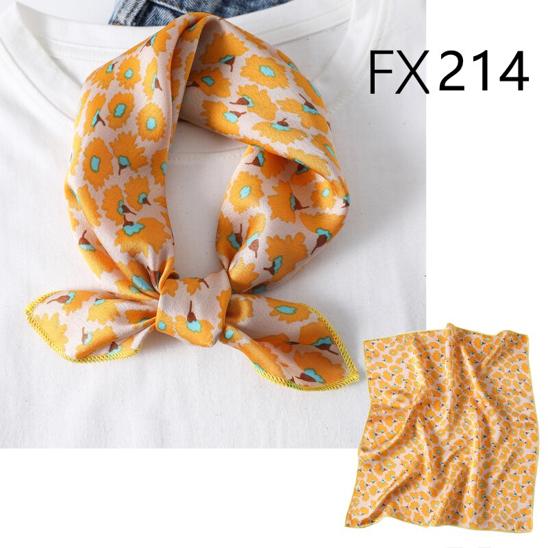 Lady Hair Scarf for Women Fashion Print Small Satin Silk Square Scarves Design Hairbands Bandana Foulard Accessories Summer 2022