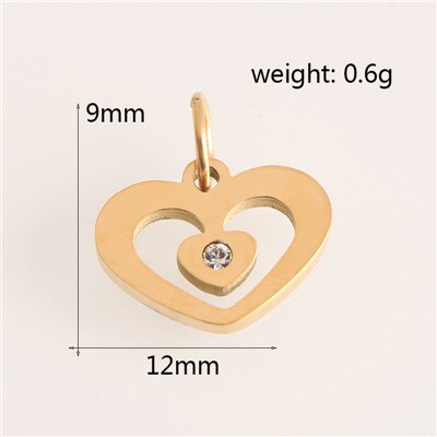 Pendants Charms for Jewelry Making Gold Color Stainless Steel CZ Heart Geometric Fashion Bracelet Necklace Accessaries Wholesale