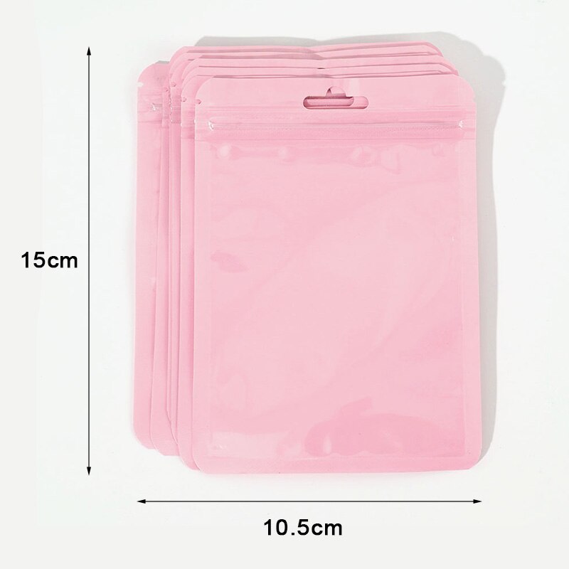 10-50pcs Zip Bags Candy Colors Pouches Reclosable Plastic Jewelry Cookie Food Storage Bag Zipper Bags Clear Gift Packaging Case