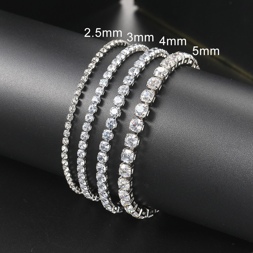 Hip Hop Iced Out 3/4/5mm Crystal Tennis Bracelet for Men Homme Trendy Punk Zirconia Men&#39;s Chain on The Hand Streetwear Jewelry