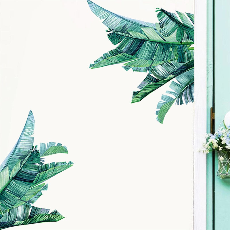 Removable Tropical Leaves Flowers Bird Wall Stickers Bedroom Living Room Decoration Mural Decals Plants Wall Paper Home Decor