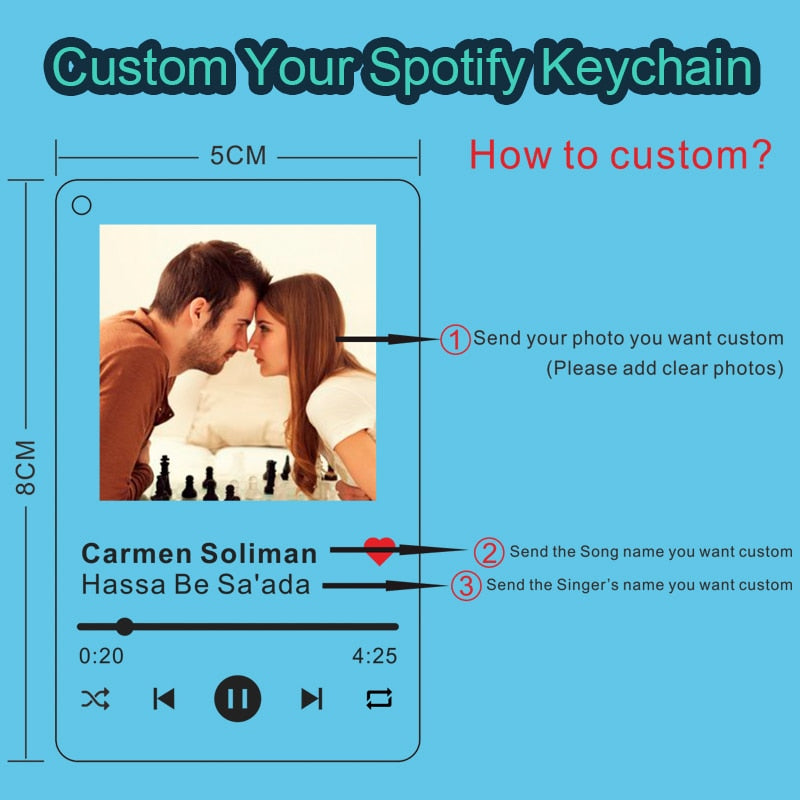 Personalized Clear Acrylic Spotify Keychain Scan Code Music Song Singer Name Album Cover Custom Keyring Women Men Photo Gifts