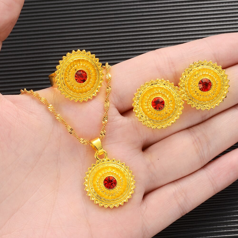 24K Gold Color Ethiopian Traditiona Newest Item Jewelry Sets  Ethiopia Eritrea Sets For Women's Habesha Wedding Party Gifts