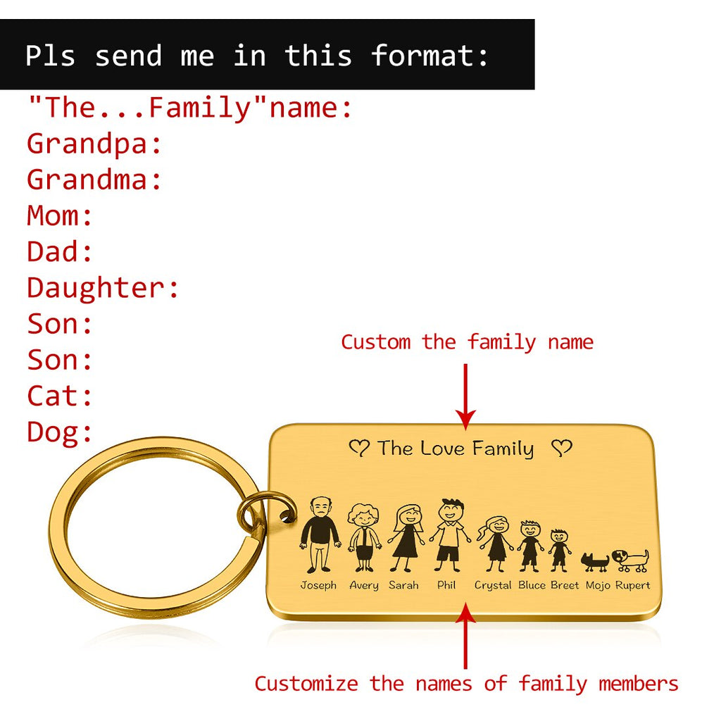 Personalized Family Keychain Engraved Family Gifts for Parents Children Present Keyring Bag Charm Families Member Gift Key Chain