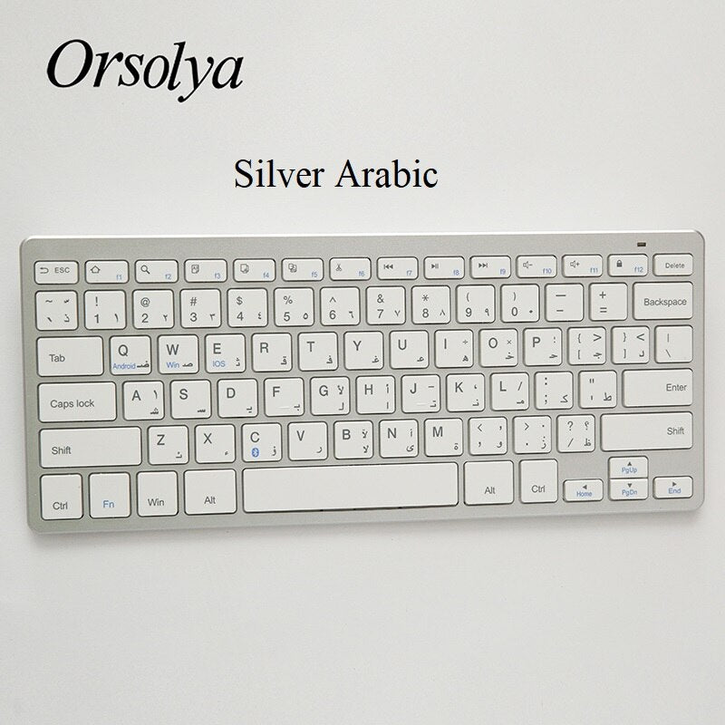 Mini Bluetooth Keyboard Ultra Thin Portable Wireless Keyboard Russian/Spanish/Arabic/Hebrew Layout for Tablet/iPad/Laptop/Phone