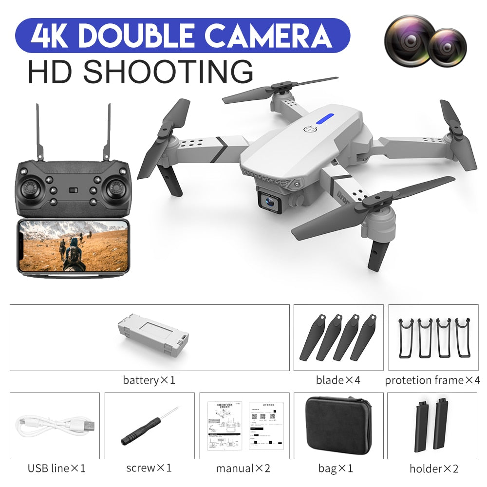 New 2023 E88Pro RC Drone 4K Professinal With 1080P Wide Angle HD Camera Foldable RC Helicopter WIFI FPV Height Hold Gift Toy