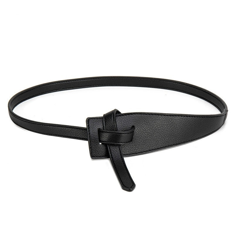 Knot Pu Leather Belts for Women Soft Knotted Strap Belt Long Dress Accessories Lady Waistbands