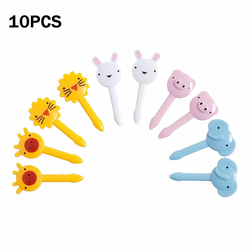 Animal Farm Fruit Fork Mini Cartoon Children Snack Cake Dessert Food Fruit Pick Toothpick Bento Lunches Party Decor Random Color