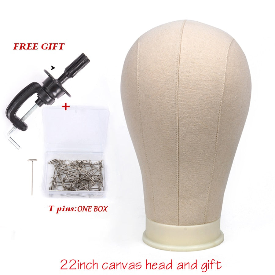 Alileader Training Mannequin Head Canvas Block Head Display Styling Mannequin Manikin Head Wig Stand Free Get T Needle Holder