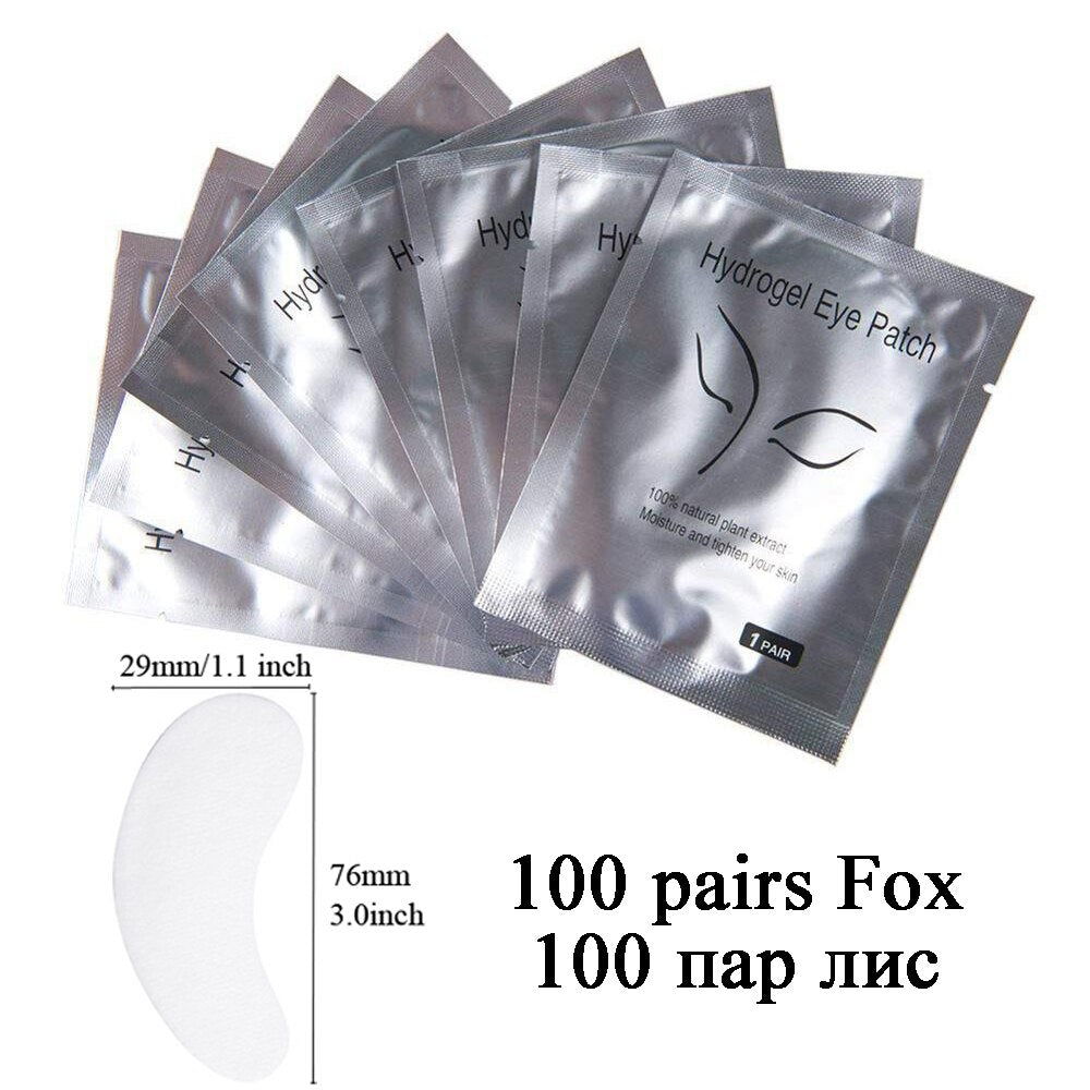 100Pairs Lint Free Under Eye Gel Pads Hydrating Eye Paper Patches Grafted Eyelashes Extension Eye Tips Sticker Wraps Makeup Tool