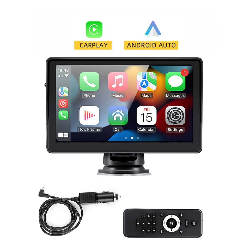 GEARELEC 7 Inch Car Radio Portable Wireless Apple CarPlay Android Auto Stereo Multimedia Touch Screen Bluetooth Navigation