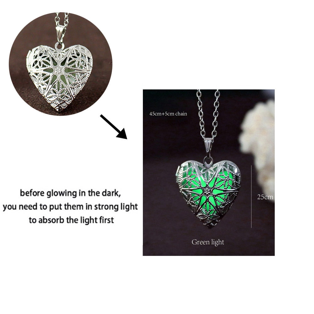 Glow-in-the-Dark Necklace for Men or Women with Luminous Dragon Necklace Glowing Night Fluorescence Antique Silver-Plated Halloween.