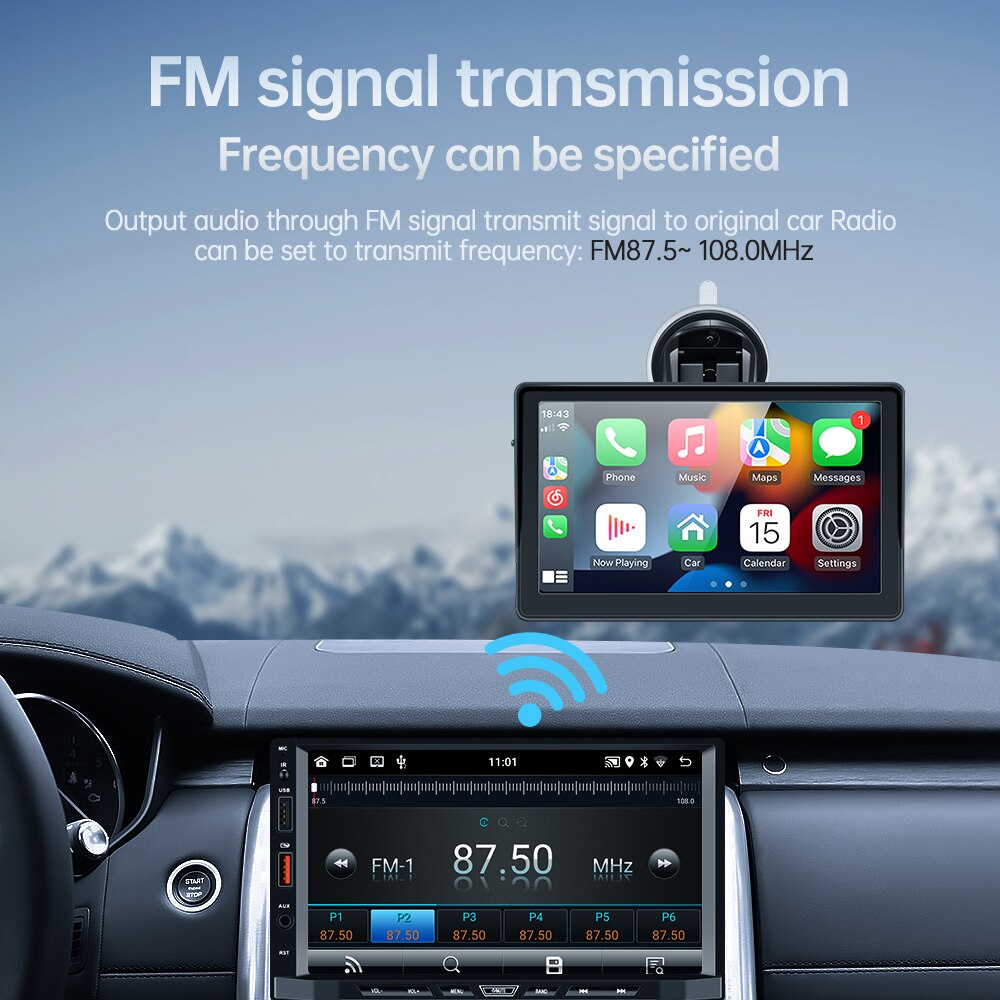 Universal 7inch Car Radio Multimedia Video Player Portable Wireless Apple CarPlay Android Auto Touch Screen For BMW VW KIA