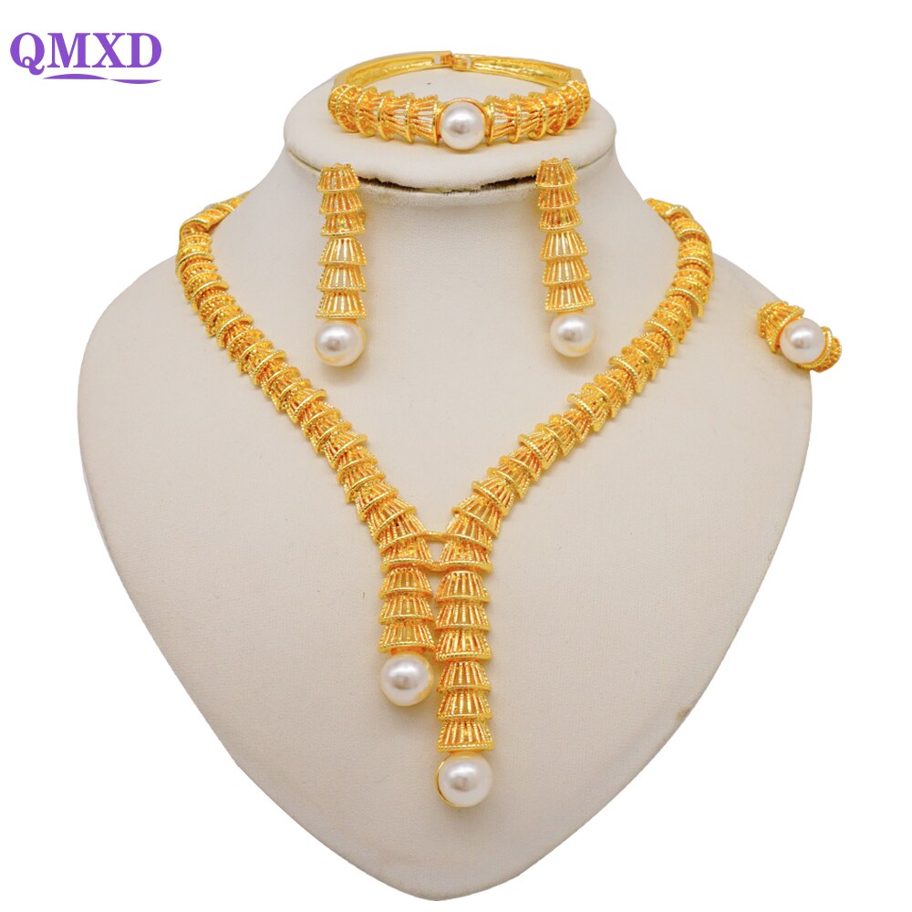 Ethiopian Rope Chain Jewelry Set For Women Ethnic Style Pendant Necklace Bracelet Earring Ring Wedding jewelry sets