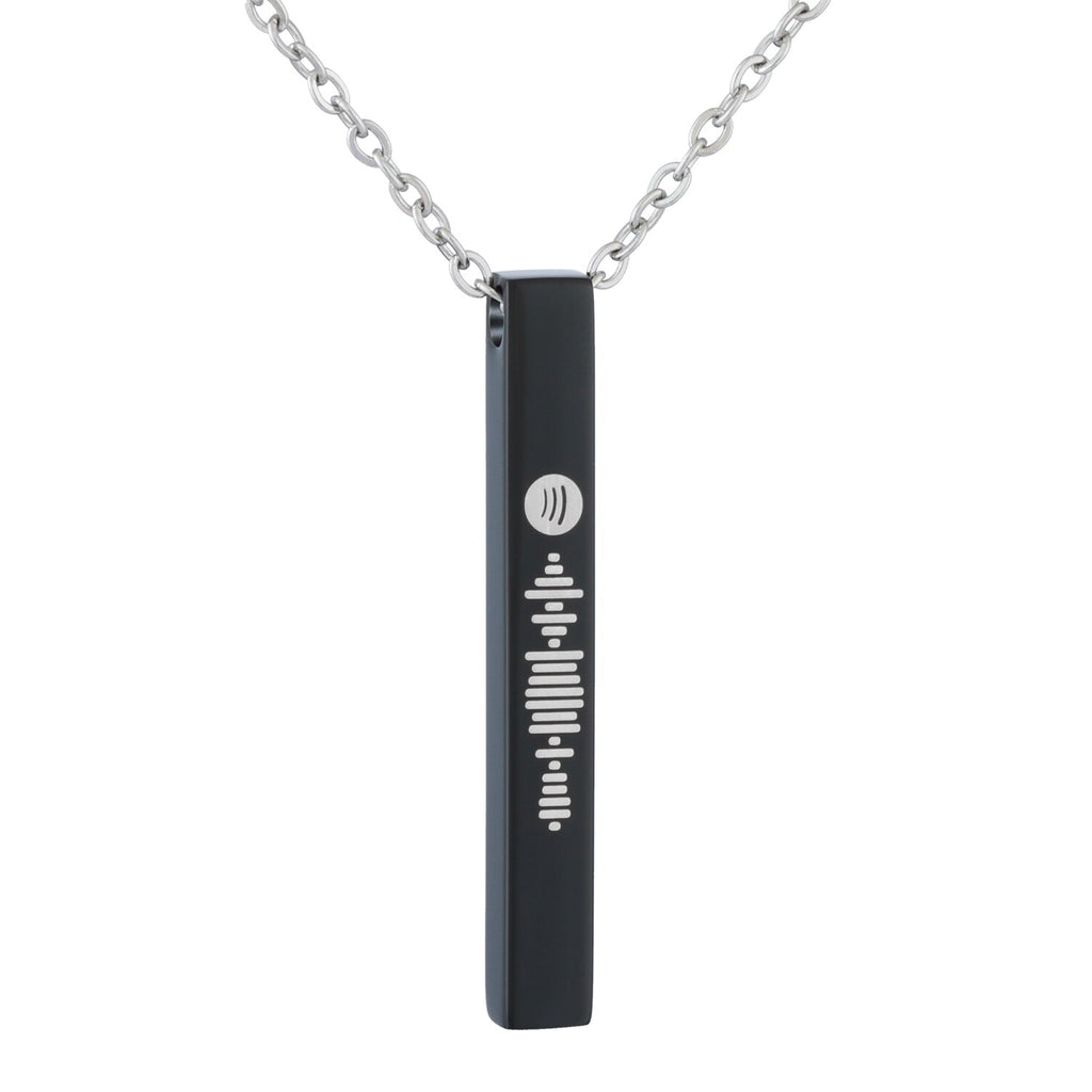 Personalized Music Spotify Code Necklace Men and Women Stainless Steel Laser Engraved Bar Necklace