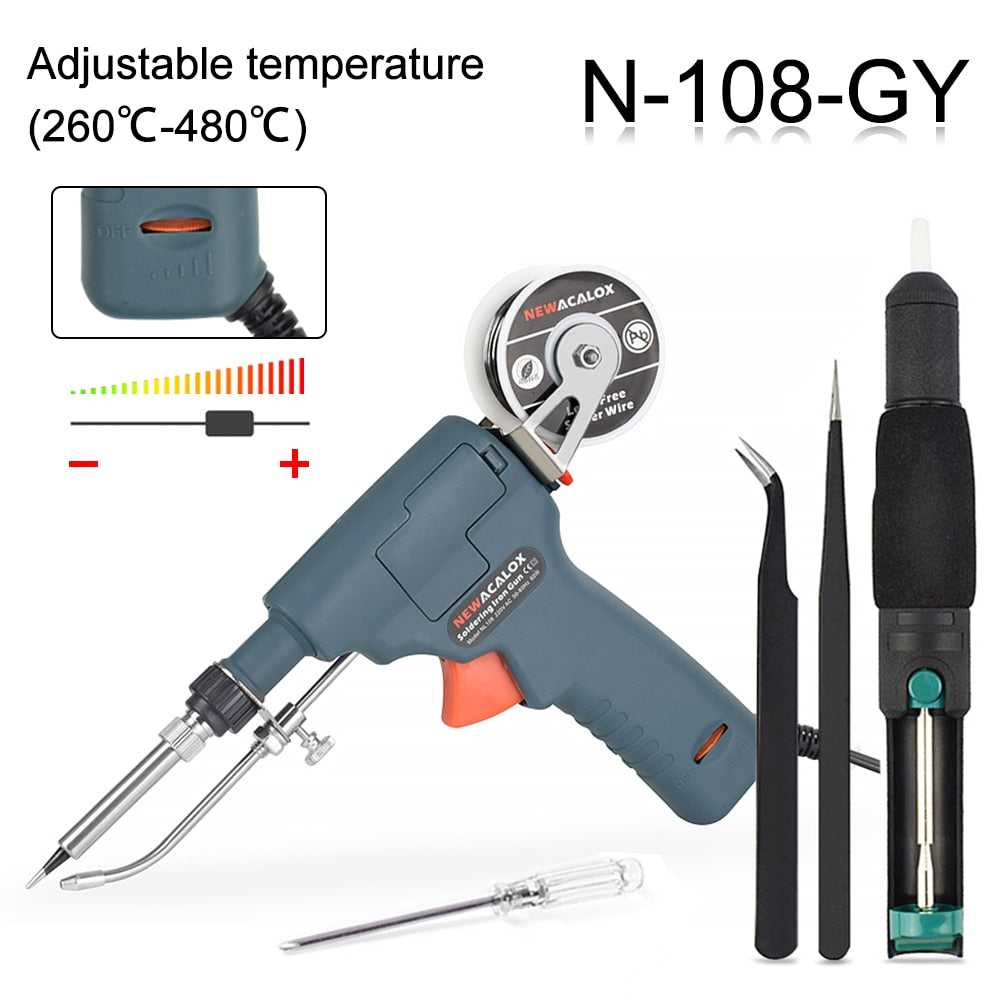 NEWACALOX 110V/220V 60W US/EU Hand-Held Internal Heating Electric Soldering Iron Automatically Send Tin Gun Welding Repair Tool