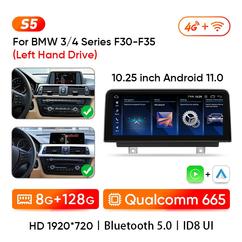 Ainavi Wireless Carplay Multimedia Player Android Auto Car stereo For BMW 1/2/3/4 Series F20/F21/F22/F30/F31/F32/F33/F34/F35/F36