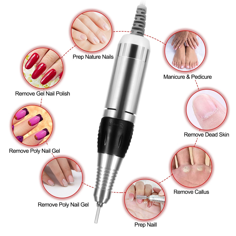 Nail Drill 35000RPM Machine Electric Manicure Drill Machine& Accessory Nail Machine Kit with Milling Cutter Electric Nail Tool